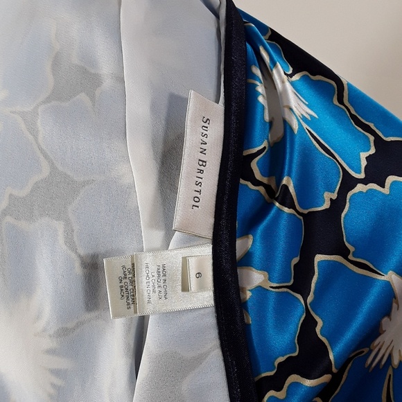 Susan Bristol blue floral print silk A-line skirt - Picture 4 of 4